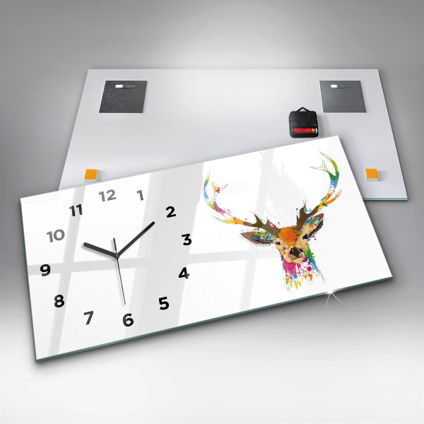 Horloge rectangulaire horizontale Tête de cerf colorée