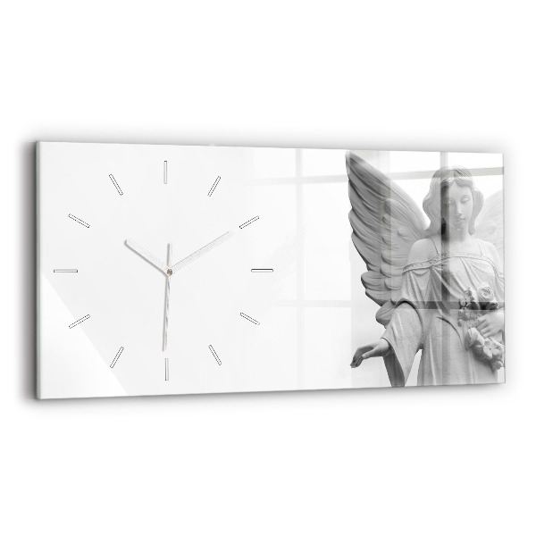 Horloge murale horizontale 'Sculpture d''un ange avec des ailes'