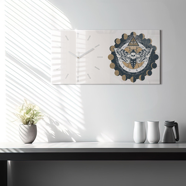 Horloge murale horizontale 'Les phases de la lune et l''œil'