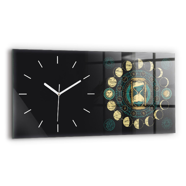 Horloge murale horizontale Phases de la lune et sablier