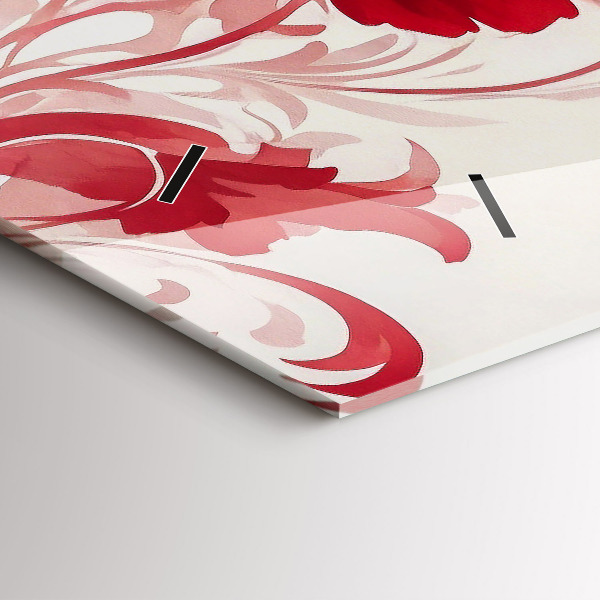 Horloge murale horizontale Fleurs rouges