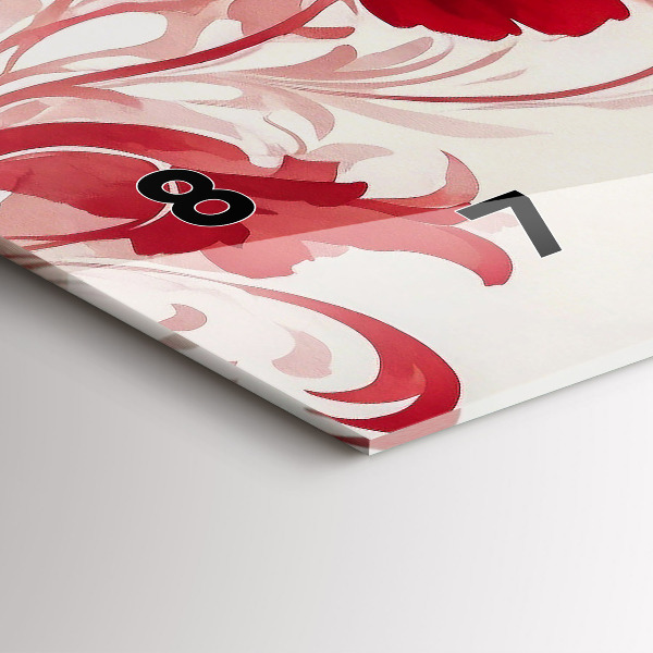 Horloge murale horizontale Fleurs rouges