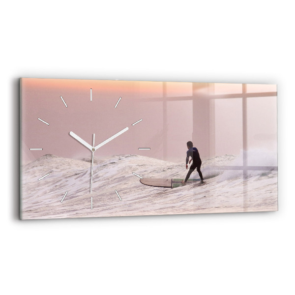 Horloge murale horizontale Surfeur à Hawaï