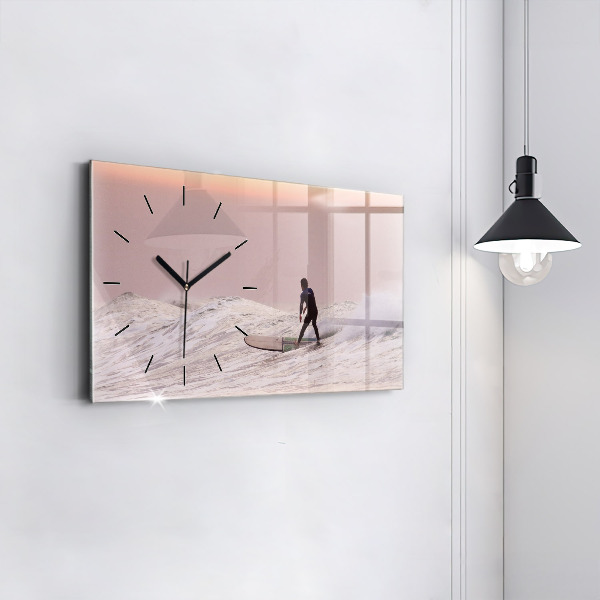 Horloge murale horizontale Surfeur à Hawaï