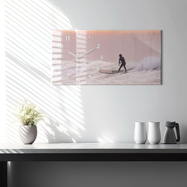 Horloge murale horizontale Surfeur à Hawaï