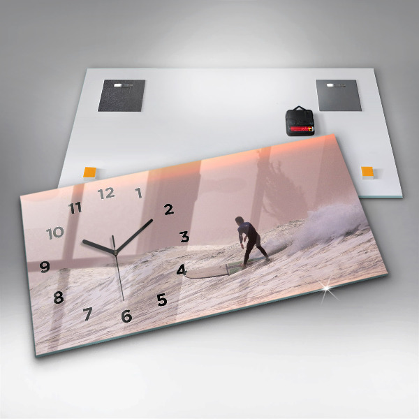 Horloge murale horizontale Surfeur à Hawaï