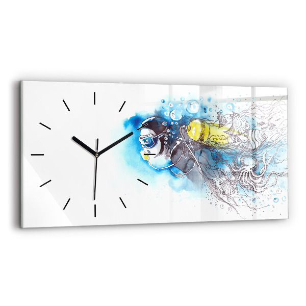 Horloge rectangulaire horizontale La vie des poissons sous-marins