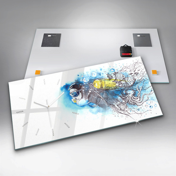 Horloge rectangulaire horizontale La vie des poissons sous-marins