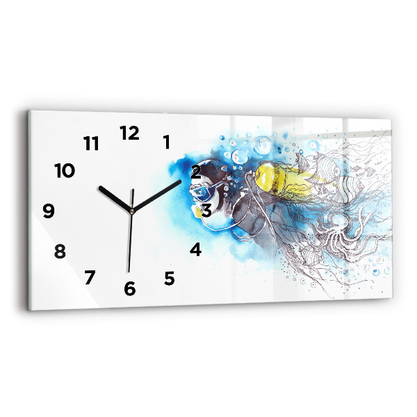Horloge rectangulaire horizontale La vie des poissons sous-marins