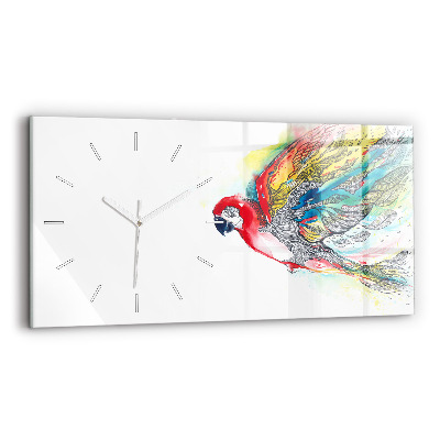Horloge rectangulaire horizontale Perroquet coloré en vol