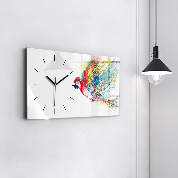 Horloge rectangulaire horizontale Perroquet coloré en vol