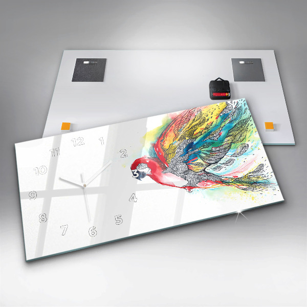 Horloge rectangulaire horizontale Perroquet coloré en vol