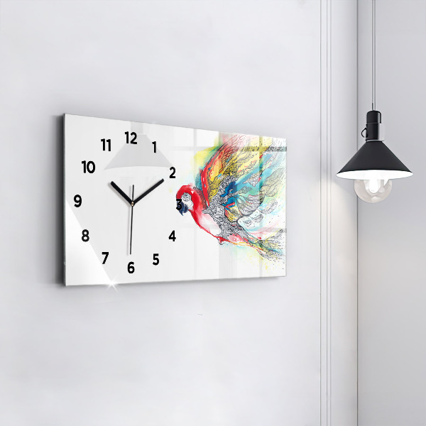 Horloge rectangulaire horizontale Perroquet coloré en vol