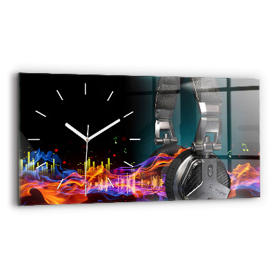 Horloge rectangulaire horizontale Casques et ondes sonores