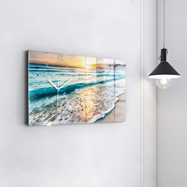 Horloge rectangulaire horizontale Plage, mer et sable