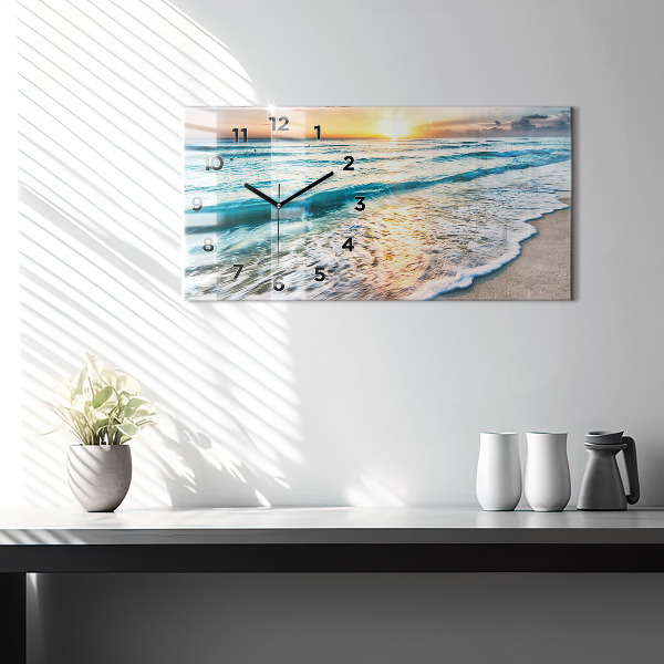 Horloge rectangulaire horizontale Plage, mer et sable