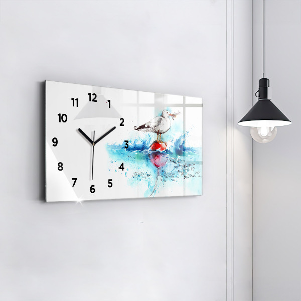 Horloge rectangulaire horizontale Mouette peinte