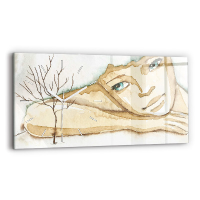 Horloge rectangulaire horizontale 'Portrait d''une femme'
