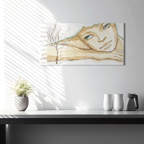 Horloge rectangulaire horizontale 'Portrait d''une femme'