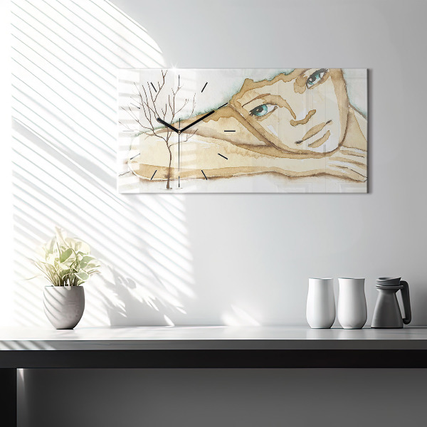 Horloge rectangulaire horizontale 'Portrait d''une femme'