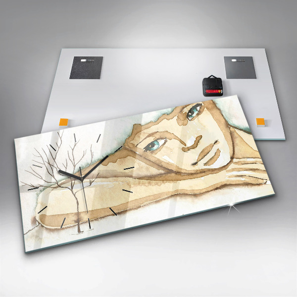 Horloge rectangulaire horizontale 'Portrait d''une femme'