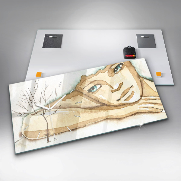 Horloge rectangulaire horizontale 'Portrait d''une femme'