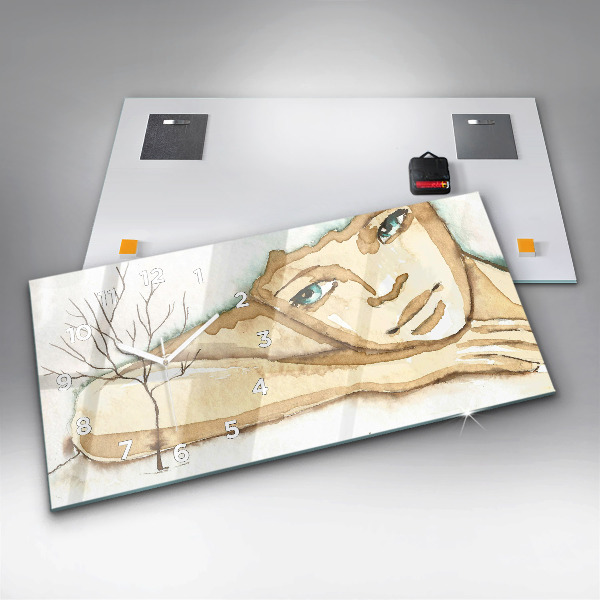 Horloge rectangulaire horizontale 'Portrait d''une femme'