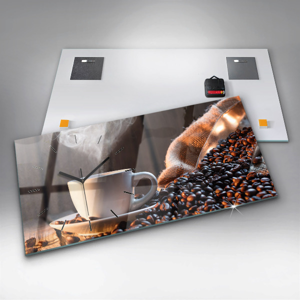 Horloge rectangulaire horizontale Une tasse de café