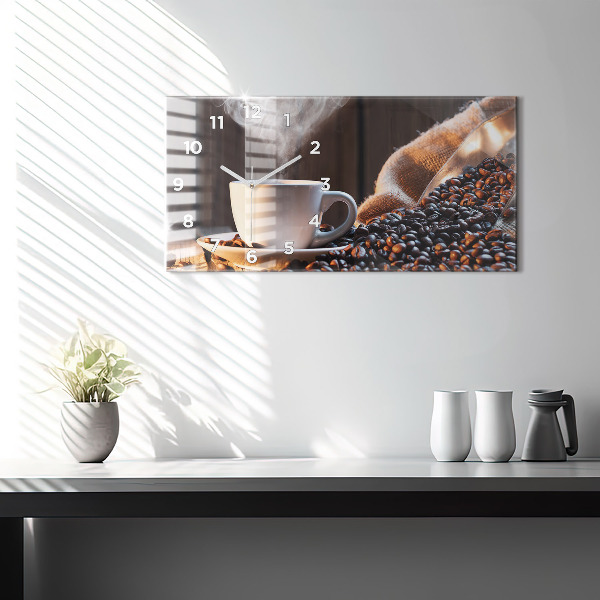 Horloge rectangulaire horizontale Une tasse de café