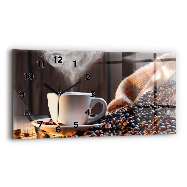 Horloge rectangulaire horizontale Une tasse de café
