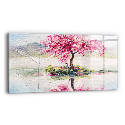 Horloge rectangulaire horizontale 'Mosaïque d''arbres'