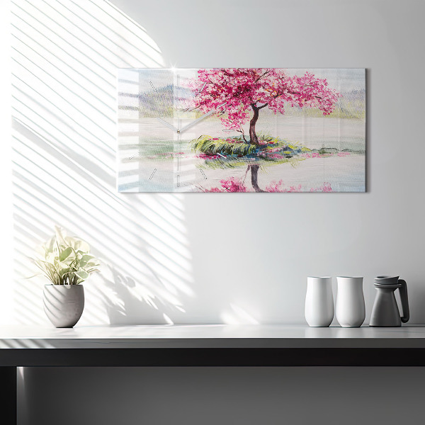 Horloge rectangulaire horizontale 'Mosaïque d''arbres'