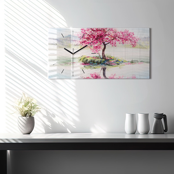 Horloge rectangulaire horizontale 'Mosaïque d''arbres'