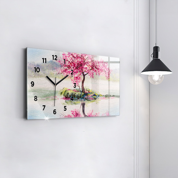 Horloge rectangulaire horizontale 'Mosaïque d''arbres'