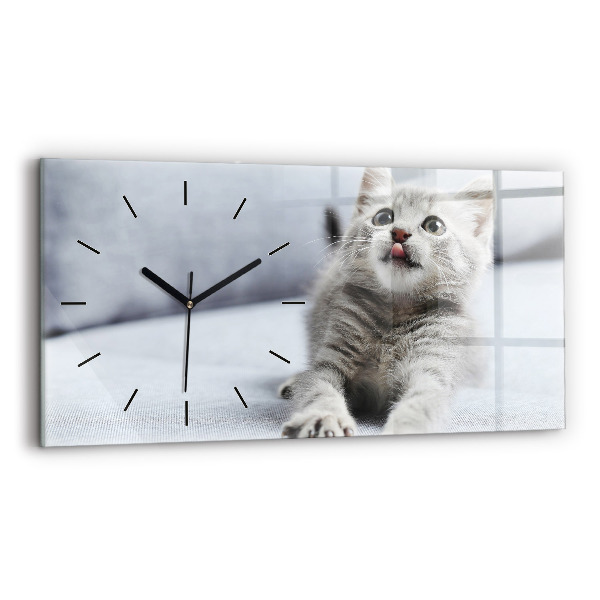 Horloge rectangulaire horizontale Chat sur le canapé