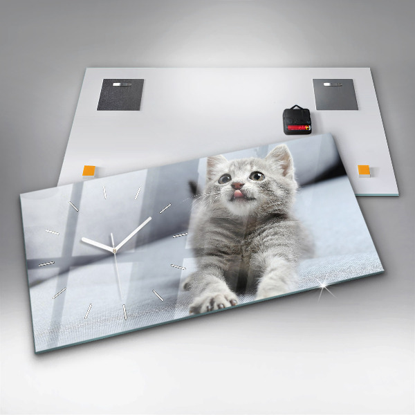 Horloge rectangulaire horizontale Chat sur le canapé