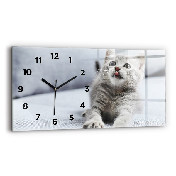 Horloge rectangulaire horizontale Chat sur le canapé