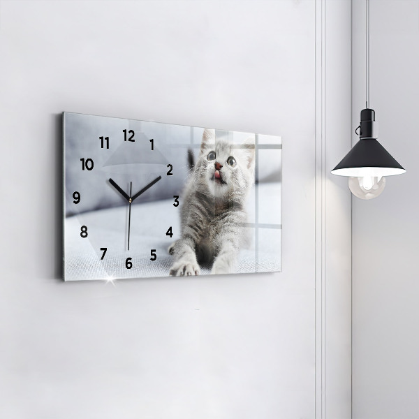 Horloge rectangulaire horizontale Chat sur le canapé