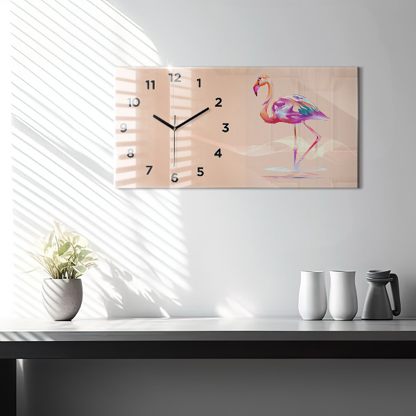 Horloge rectangulaire horizontale Illustration de flamant rose