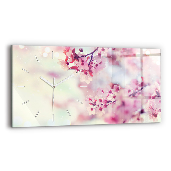 Horloge rectangulaire horizontale Fleurs de printemps