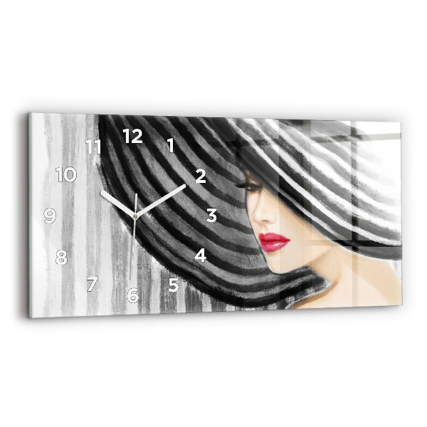 Horloge rectangulaire horizontale Femme en noir et blanc
