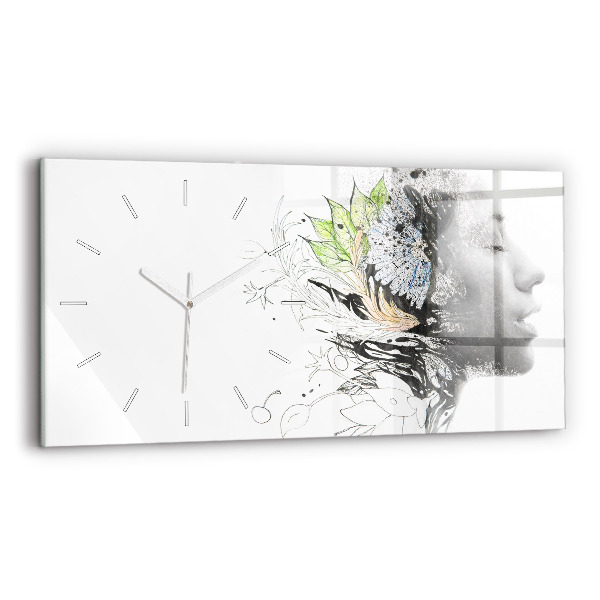 Horloge rectangulaire horizontale Visage de femme abstrait