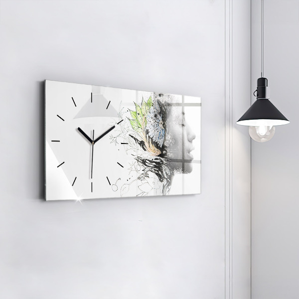 Horloge rectangulaire horizontale Visage de femme abstrait