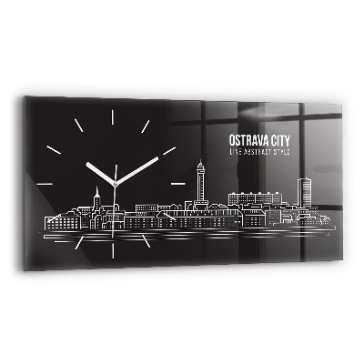 Horloge rectangulaire horizontale 'Dessin de la ville d''Ostrava'