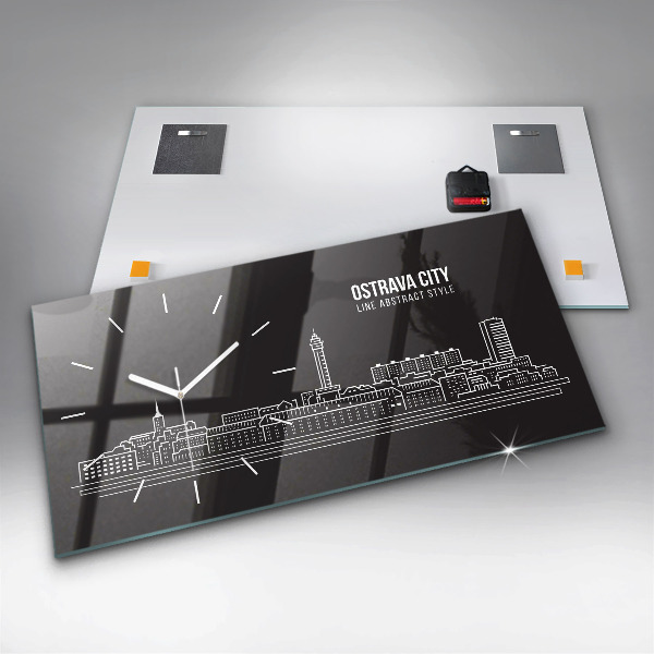 Horloge rectangulaire horizontale 'Dessin de la ville d''Ostrava'