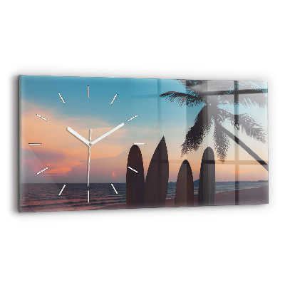 Horloge rectangulaire horizontale Surfer sur la plage