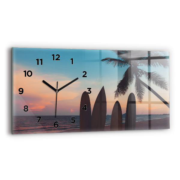 Horloge rectangulaire horizontale Surfer sur la plage