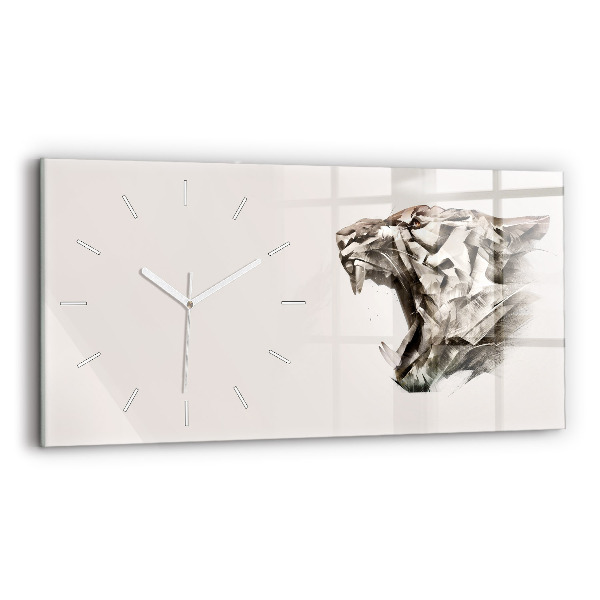 Horloge rectangulaire horizontale 'portrait peint d''un tigre'