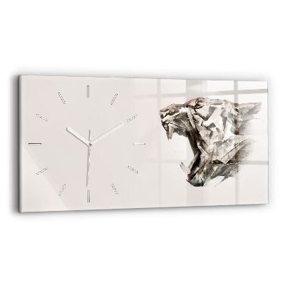 Horloge rectangulaire horizontale 'portrait peint d''un tigre'