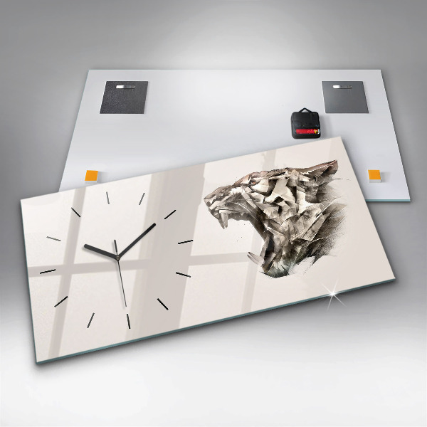 Horloge rectangulaire horizontale 'portrait peint d''un tigre'
